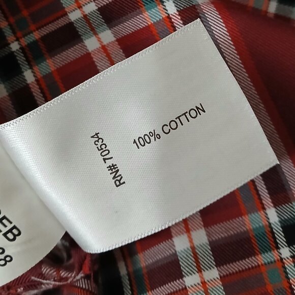 Orvis Top Size 14 Burgundy Plaid Cotton Button Front Shirt - Picture 8 of 9